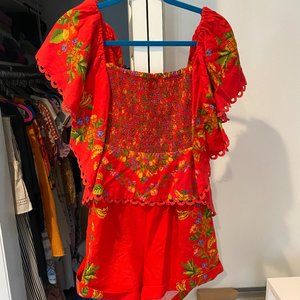 NWT Farm Rio Tropical Romance Red Romper